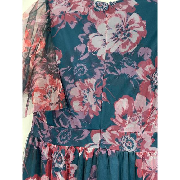 Candalite Womens Blue Purple Floral Lined Knee Length Dress NEW Small - Picture 7 of 11